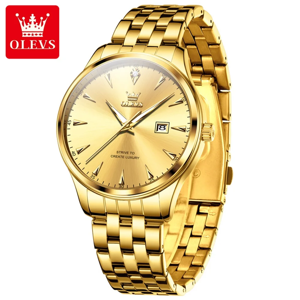 OLEVS 5598 Calendar Quartz Watch For Men Stainless Steel Luxury Business Hand Clock Waterproof Luminous Top Brand Man Watches