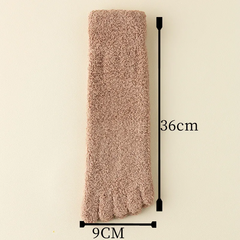 1 Pairs الرجال الجوارب الحرارية تو الشتاء سميكة الدفء الصلبة لينة المرجان المخملية رقيق الطابق النوم خمسة أصابع الجوارب