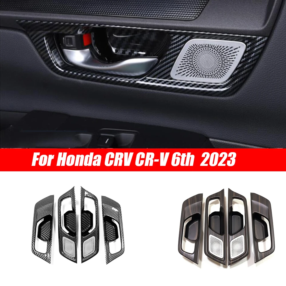 

For Honda CRV CR-V 6th 2023 ABS carbon /wood Interior Car inner door Bowl protector frame Cover Trim Car Accessories