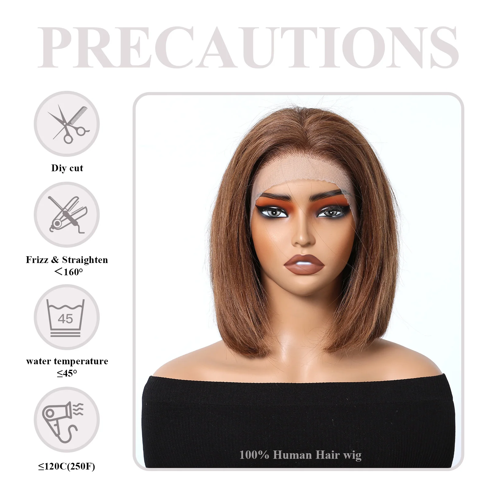 13*4 Lace Front Human Hair Wigs Natural Brown Short Straight Bob Lace Frontal Wigs for Women Daily Use Remy Human Hair Lace Wigs