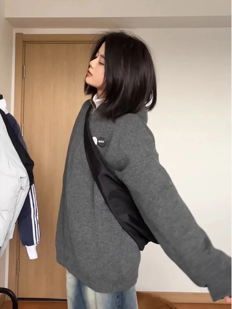 

Мужской вязаный кардиган Cleanfit в корейском стиле, повседневная толстовка на молнии с капюшоном, осенне-зимняя верхняя одежда свободного кроя