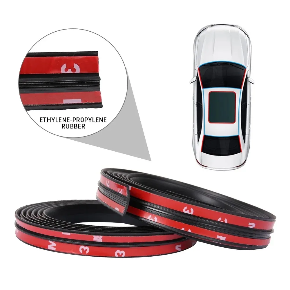 1Roll 2M T‑Shape Rubber Car Sealing Strip Windshield Sunroof Weatherstrip Sound Insulation Windproof Leak‑proof Gap Filler