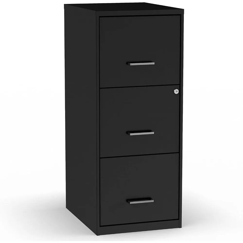 2806770 3-Drawer Vertical File Cabinet Locking Letter Black 18-Inch D (52151)