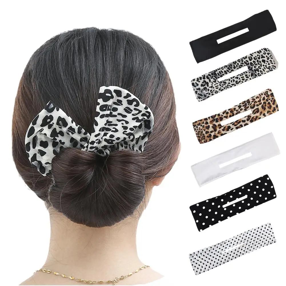 Diadema con estampado de moño para mujer y niña, horquilla de tela para el cabello, soporte para cola de caballo, accesorios trenzados para el cabello, Y3c2