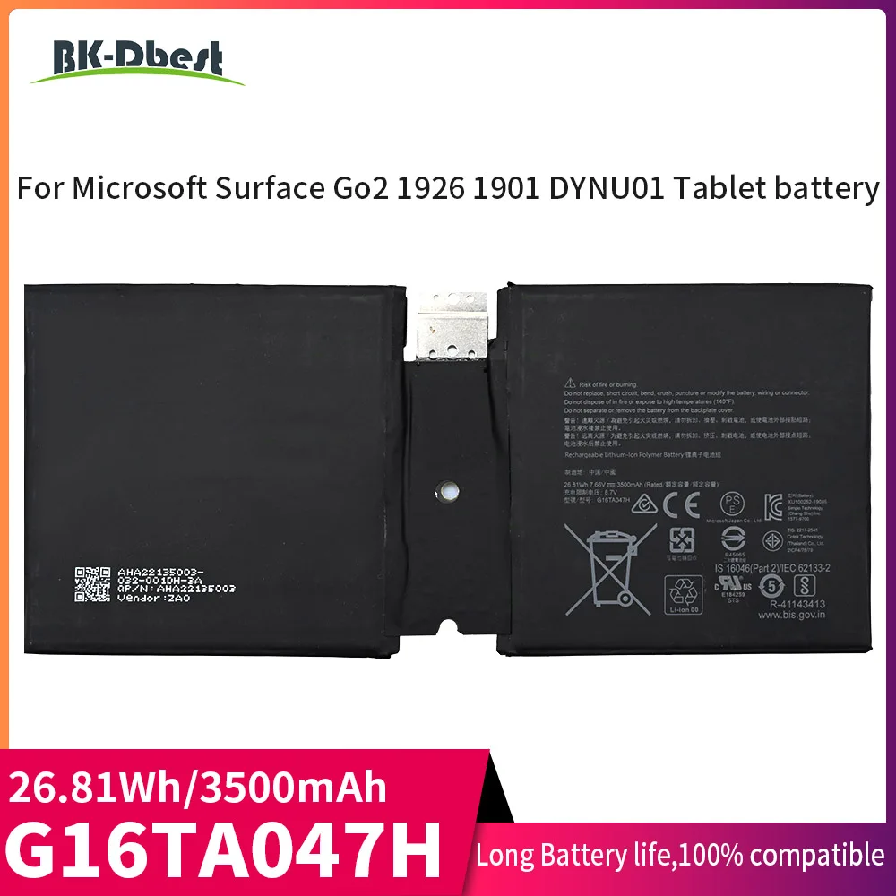 

BK-Dbest G16TA047H Battery Replacement for Microsoft Surface Go 2 1901 1926 1927 Series Tablet PC Series Battery