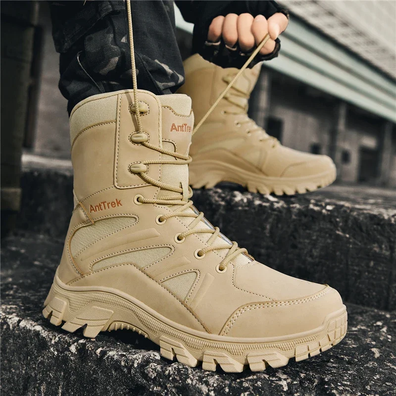 

Men Hiking Shoes Winter Combat Tactical Boots Ankle Work Safety Shoes Special Force Boots Male Waterproof Motorcycle Shoes