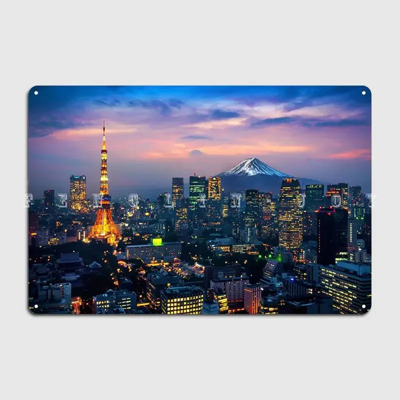 Tokyo Japan Mount Fuji Metal Plaque Poster Club Home Home Printing Painting Décor Tin Sign Poster