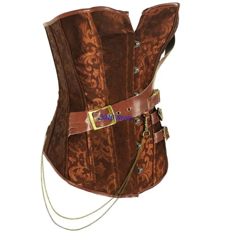 

F3MF Women Corset Waist Cincher Decorative Bustier Cosplay Party Girdle Corset Tops