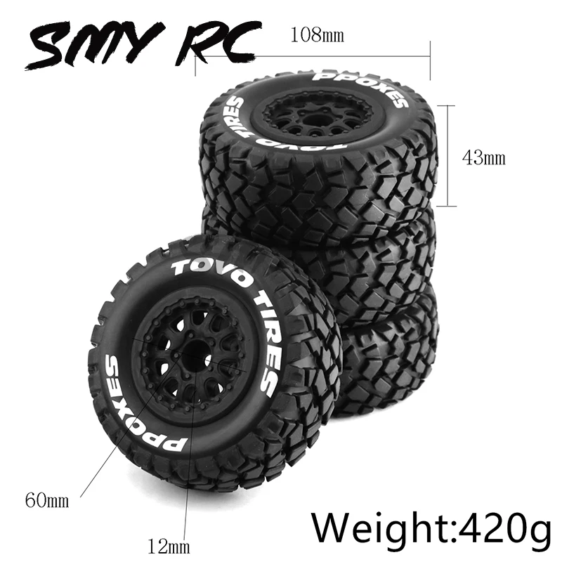 

4pcs 108mm 1/10 Short Course Truck Tire Wheel Tyre 12mm Hex For Traxxas Slash Arrma Senton HuanQi 727 Vkar 10sc HPI HSP RC Car