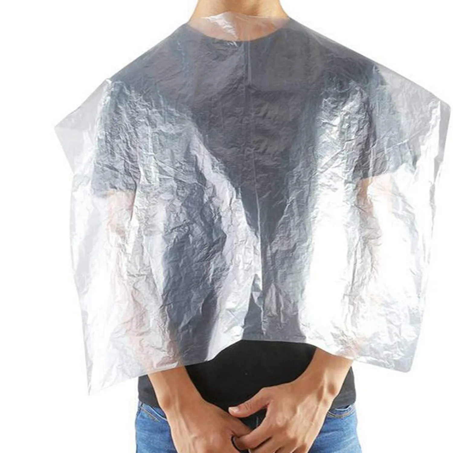 N18R 100Pcs PE Apron Disposable Long Barber Wai Cloth Perm Hair Salon Haircut Wai Hairdressing Cape Shawl 60X90cm