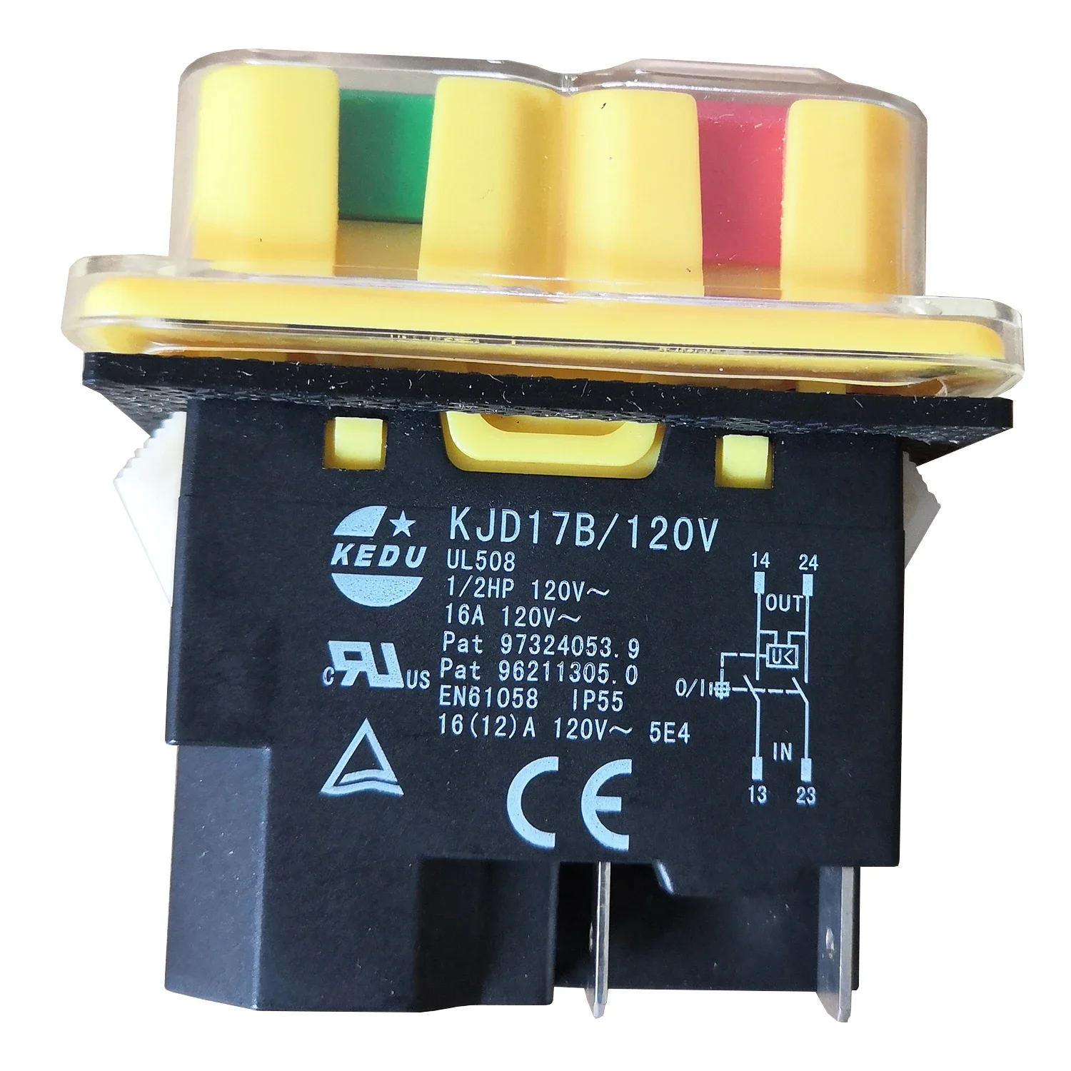 KEDU KJD17B/120V 4Pin 120V 16A 1/2HP Waterproof Industrial Pushbutton Switches Electromagnetic Push Button Switch