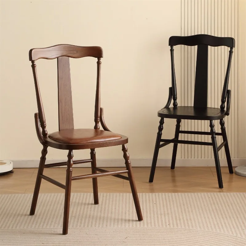 French retro rattan chair medieval home dining table and chair combination cafe bar bakery solid wood leisure chair