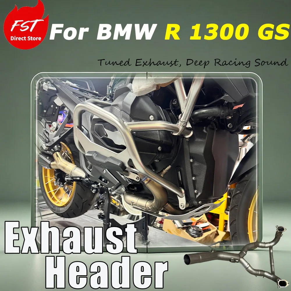 For BMW R 1300 GS FST Mod Parts Titanium Exhaust Header Straight Through Front Mid Pipe Lightweight High Spec No Error Code