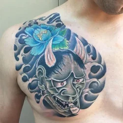 Japanese Hannya Temporary Tattoo Art Herbal Fake Tattoo Lasting Tatoo Sticker Chest Waterproof Retro Sticker Tatuajes Temporales