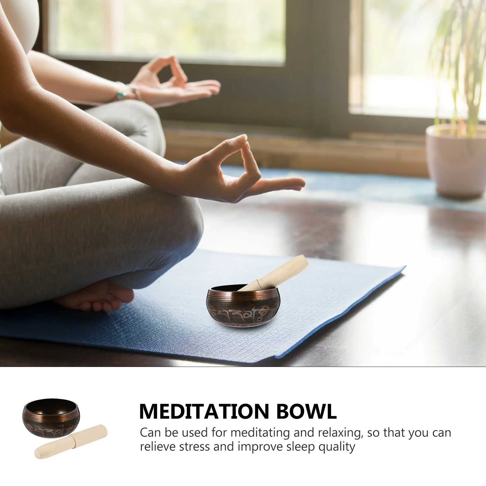 

1Set Copper Buddha Sound Bowl Handmade Yoga Meditation Singing Bowl Kit for Healing Relaxation Therapy Yoga Meditation Tool