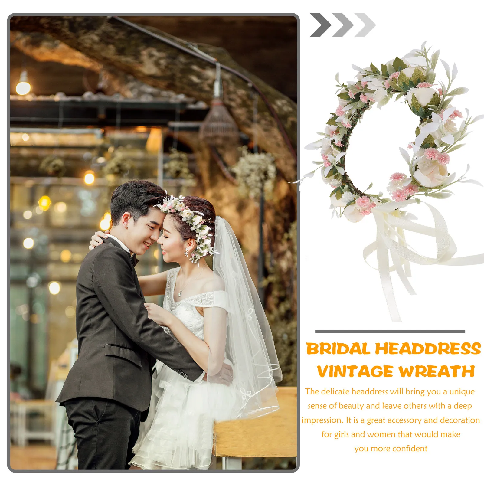 

Эластичная тканевая повязка на голову с цветочным венком, винтажный головной убор для невесты, для свадьбы, выпускного вечера, вечеринок, модный аксессуар для фотосессий для женщин