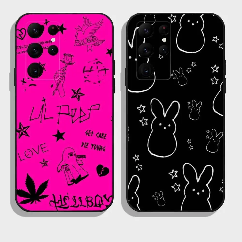 

Rapper L-Lil Peep Hellboy Phone Case For Samsung Galaxy A73,A21s,A22,A31,A52,A53,A71,A41Soft Black Shell