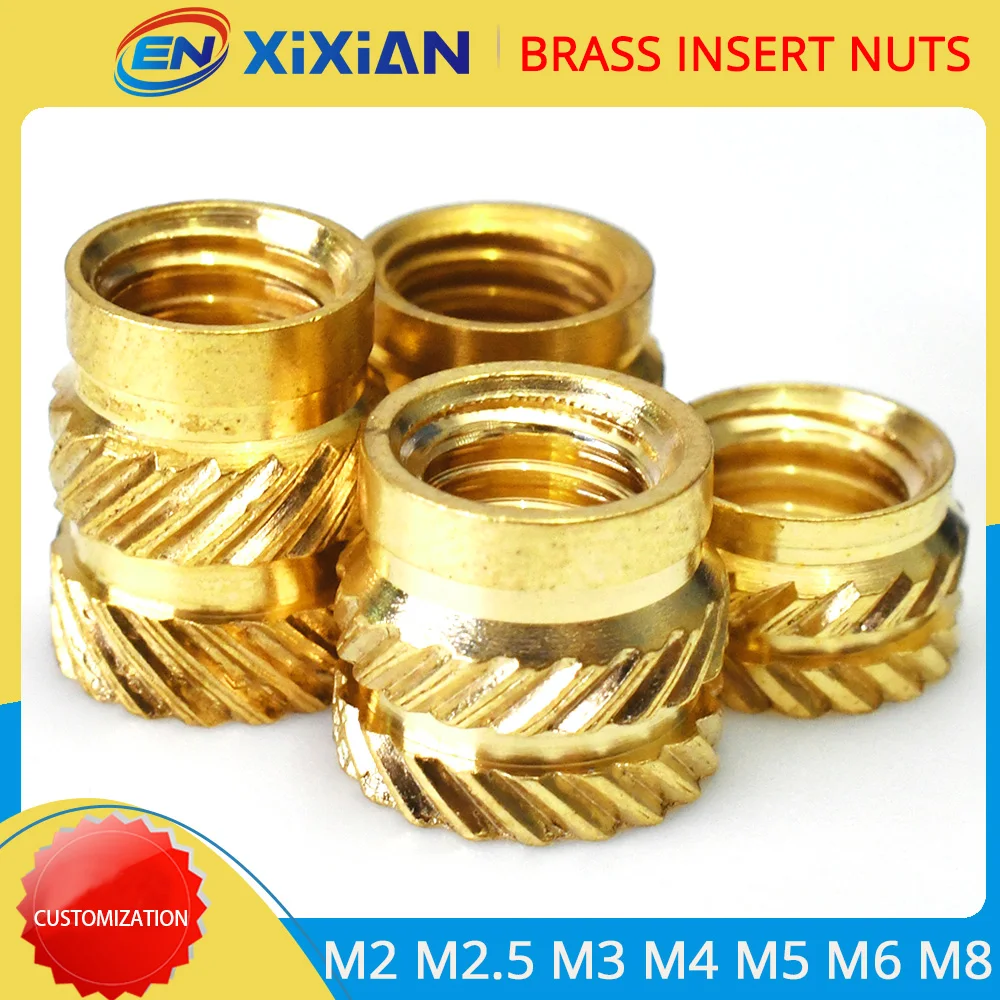 M2 M2.5 M3 M4 M5 M6 M8 Brass Insert Nut Hot Melt Knurled Thread Nuts Heat Injection Embedment Insertion Copper Nut Double Twill