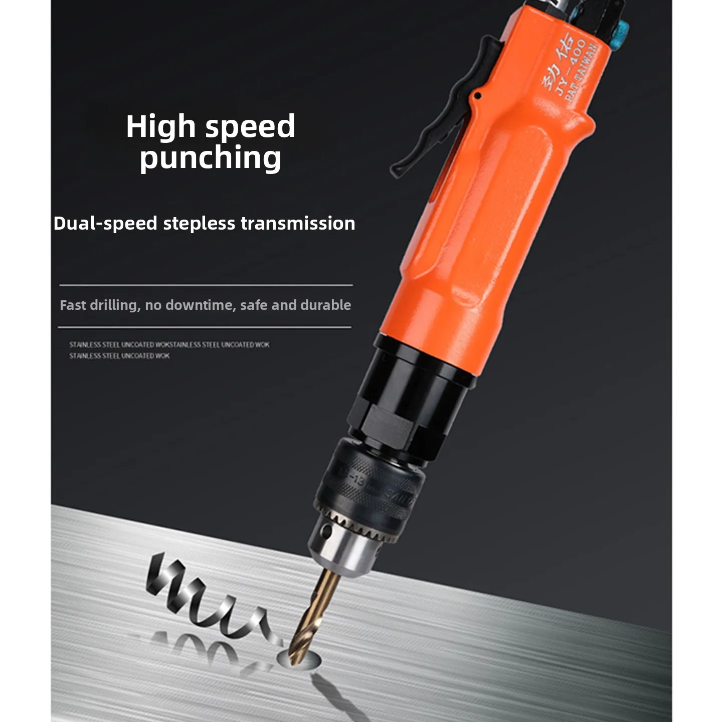 Jinyou Pneumatic Electric Drill Straight Drill with Forward and Reverse Self-Locking Mechanism, Air-Powered Drilling Machine for 1/2 Tapping, Wire Threading, Drilling, 3/8 Chamfering