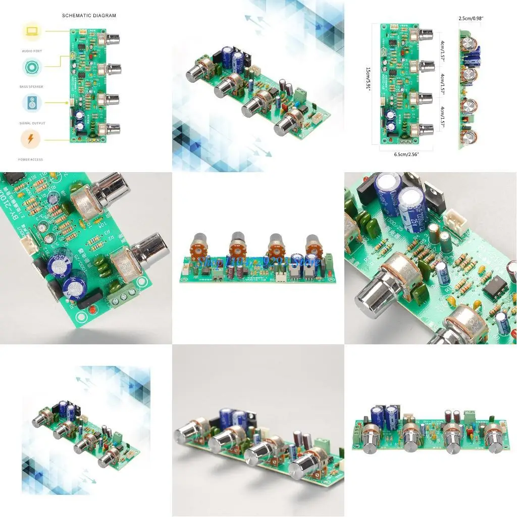 Y2GD BY-2100 Tuning Amplifier Board Double AC12-15V Mixers Tone Board Volumes Control