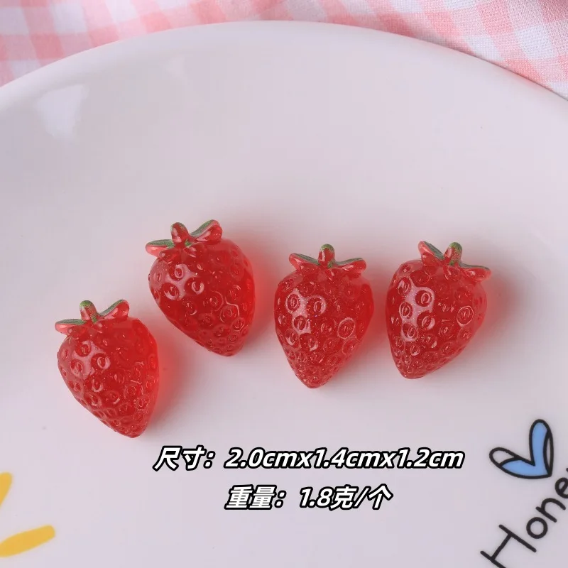 5pcs Mini Strawberry Jelly Strawberry Model Resin Gradient DIY Cute Hair DIY Craft Charm Desktop Decoration Home Decor