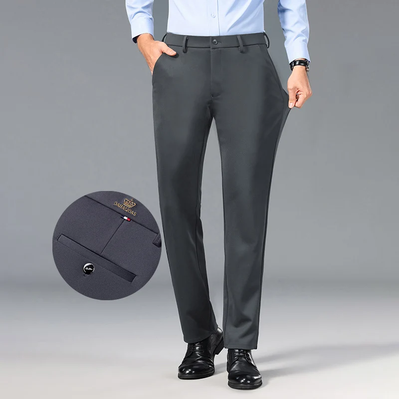 1-Pack Men's Professional Straight-Leg Stretch Formal Pants Non-Iron Comfortable Business Slacks Wrinkle-Resistant Loose Fit