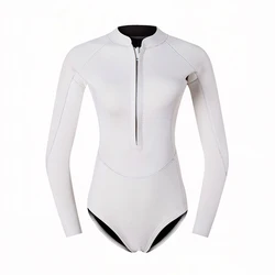 Woman Diver One-Piece Diving Suit 2mm Neoprene Long Sleeve Sun Protection for Whole Body Swimsuit Surfing Snorkeling Suit Dive