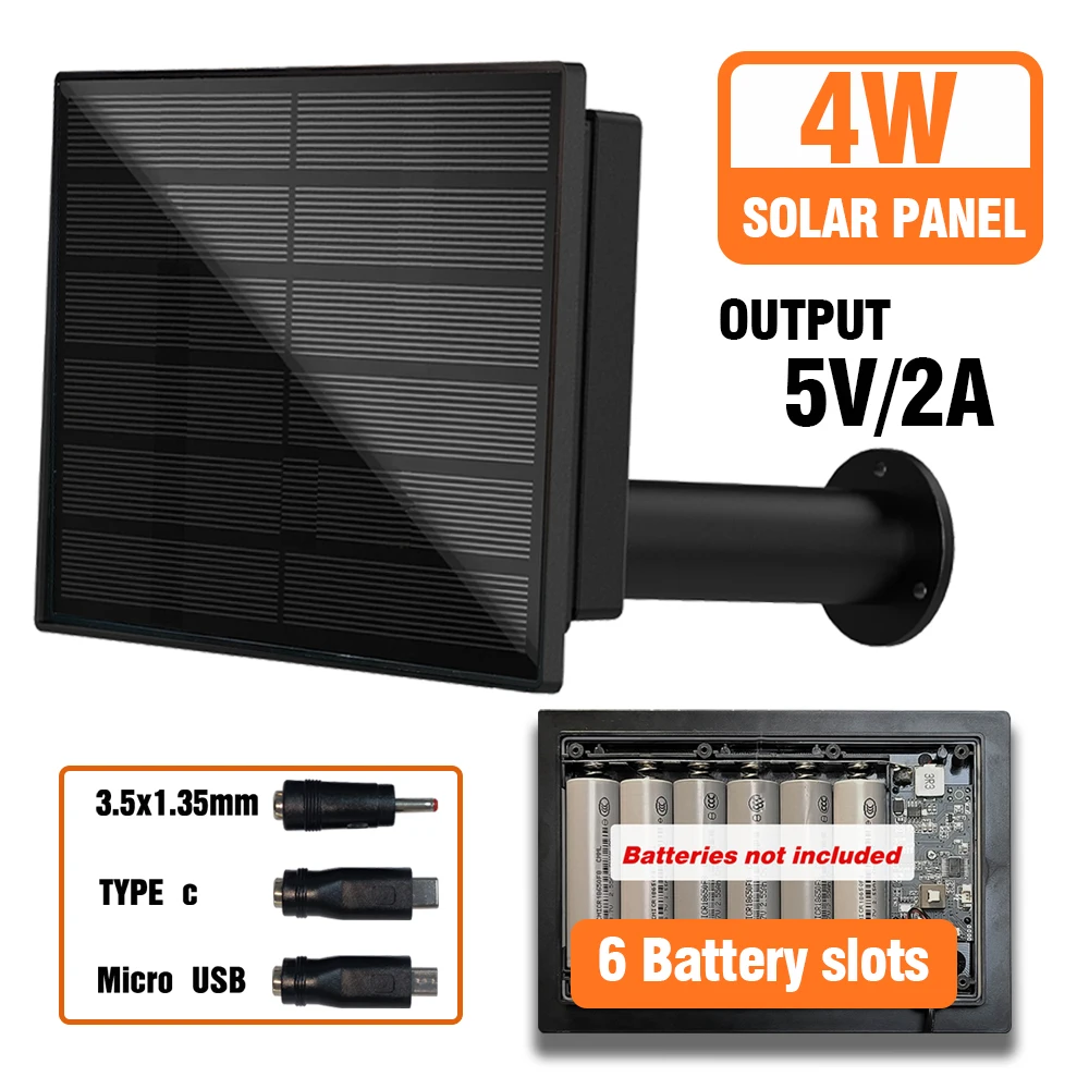 4W Solar Panel Waterproof Micro USB/TypeC Output 5V Solar Cells Charge Install 18650 Battery Outdoor For Leds or Remote Sensors