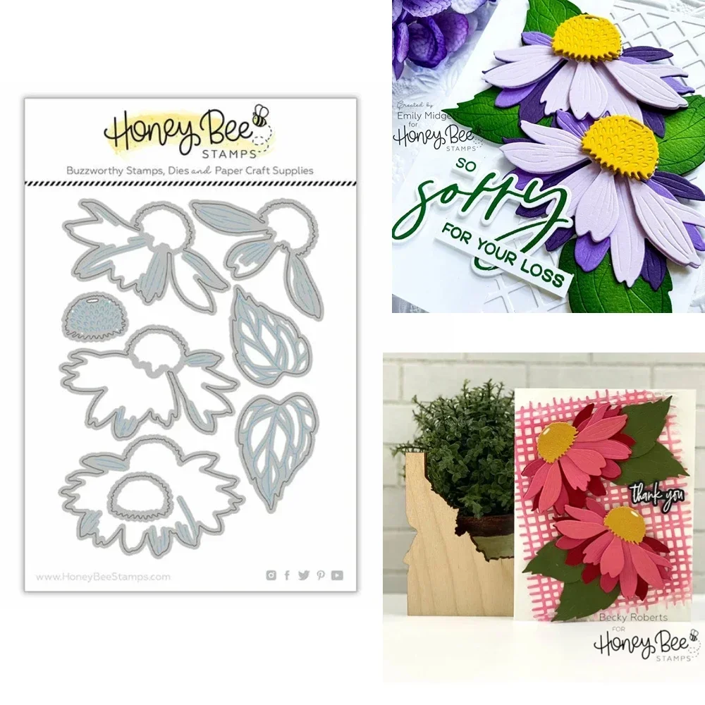Dainty Honeybee Layers Floral Hot Foil Metal Cutting Dies Scrapbook Diary Decoration Stencil Embossing Template DIY Greeting