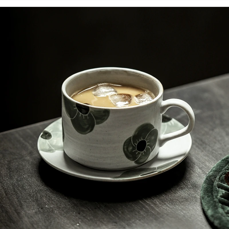 

mugs set stoneware handmade painting feature oatmeal milk