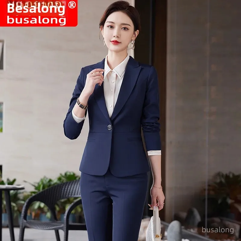 2023 New Women's Long Sleeve Professional Western-style Suit Trousers Official Interview Sales Workwear 6010