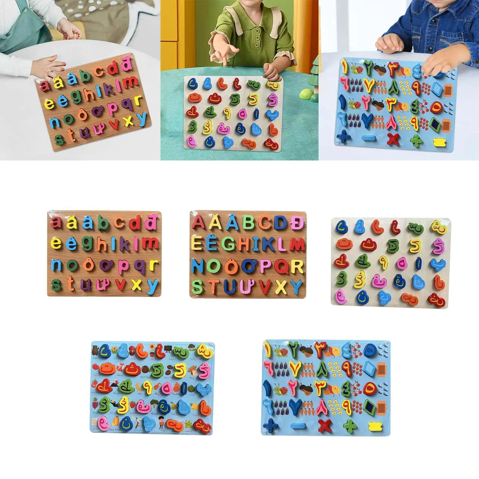 Wooden Alphabet Board Recognition Toy Montessori for Children Toddlers Baby