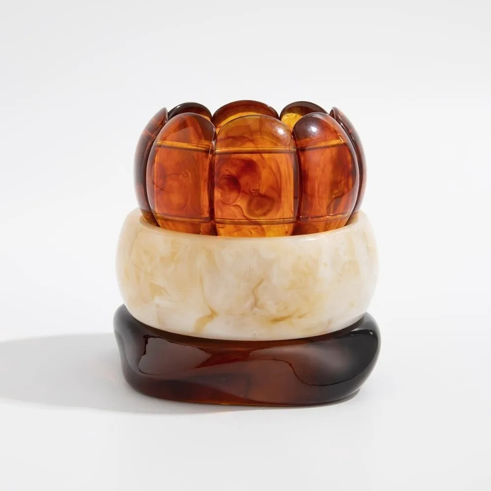 لطيف البوهيمي الاكريليك الإسورة هندسية لطخ غير النظامية واسعة سوار أوروبا النمط الأمريكي Y2K الرجعية اليد الدائري الديكور