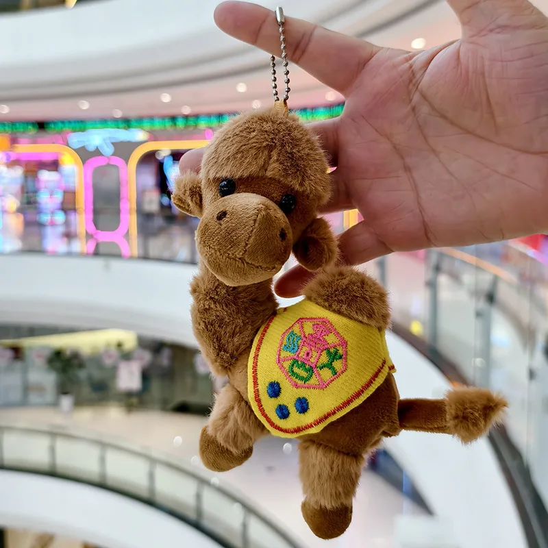14cm Cute Camel Plush Keychains Pendant Keychian Plush Toy Kawaii Backpack Decoration Animal Simulation Stuffed Doll Bag Decor
