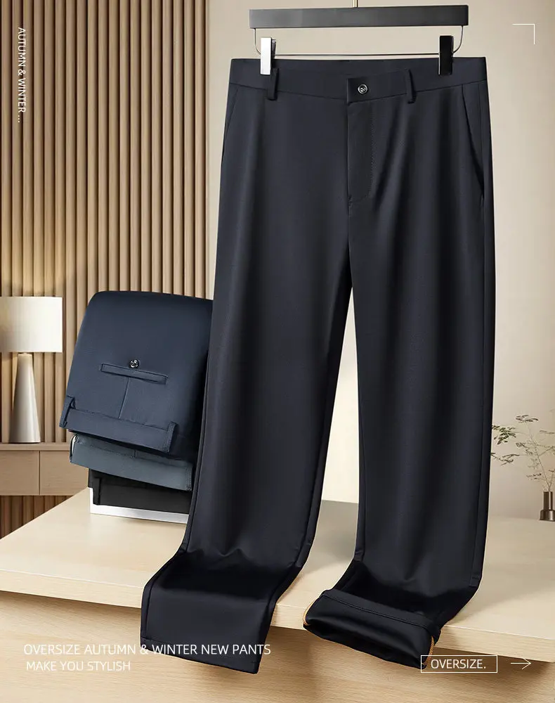 Men's Solid Color Business Dress Pants Stretch Slim Fit Plus Size Formal Office Wedding Trousers All Seasons Machine Washable - view 5