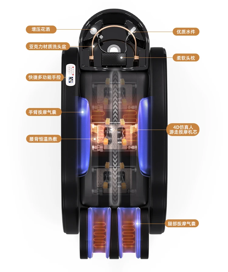 

Fully automatic intelligent electric massage shampoo bed, hair salon head treatment water circulation fumigation