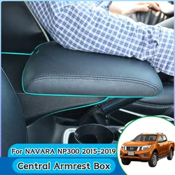 Leather Adjustable Armrest Cover For Terra For Navara NP300 D23 2015-2019 Car Console Lid Storage Cushion Pad