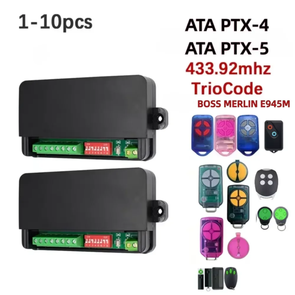 

1-10pcs MERLIN E945M BOSS ATA PTX-5V2 ATA PTX-4 Garage Door Remote Control Receiver Switch 2CH 12V 24V Controller Module