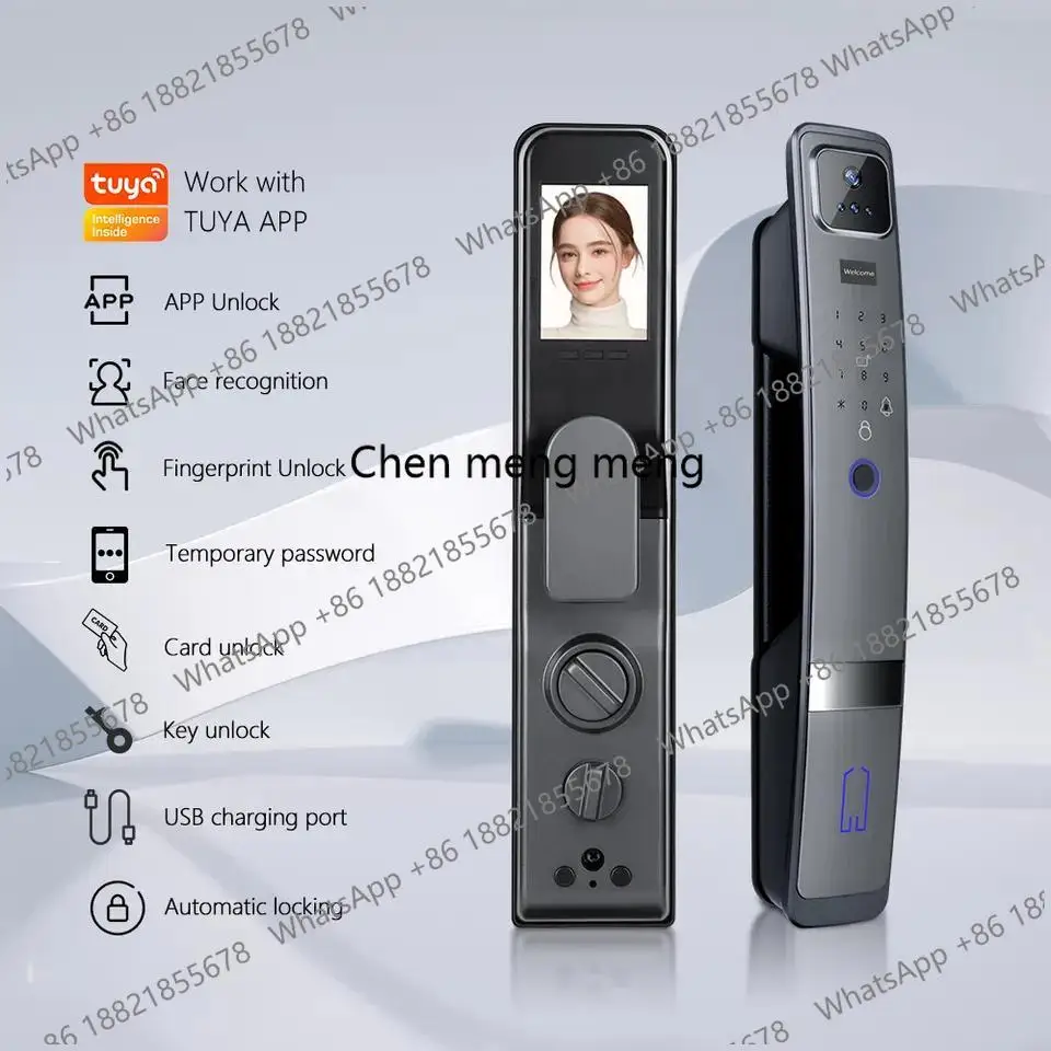 Face Recognition Fingerprint Keyless Gate Door Digital Smart Lock Wifi Camera Doorbell Passcode RF ID Intelligent Safe Lock Tuya