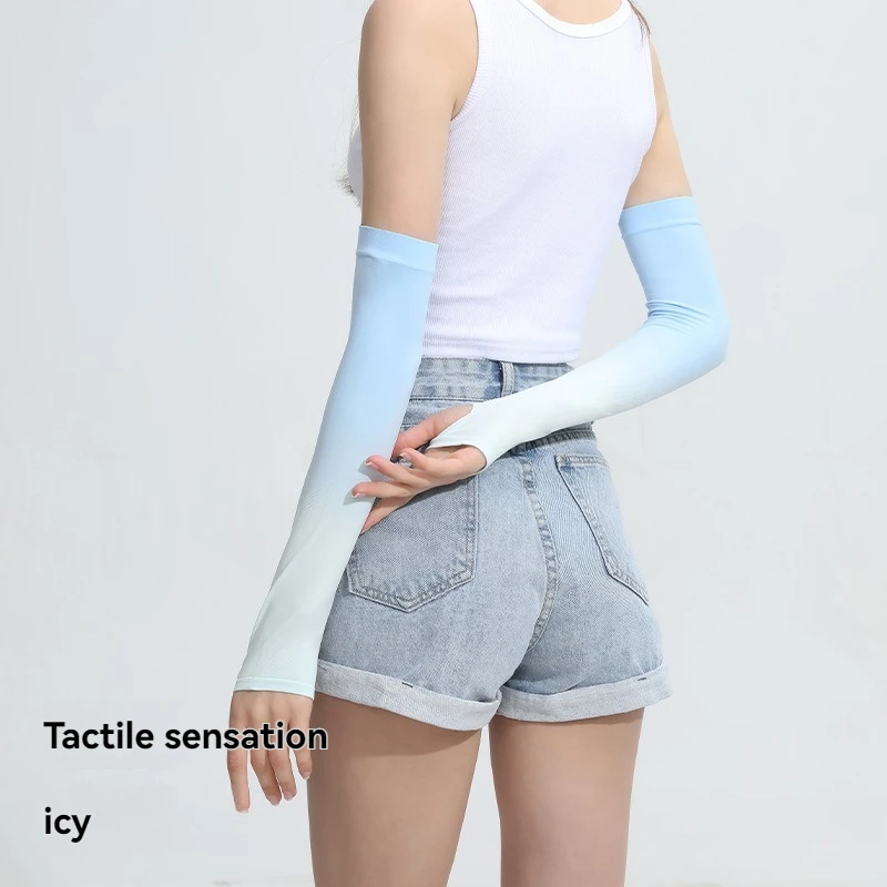 

Gradient Color Ice Silk Arm Sleeves, Summer Thin Ice Sleeves, Unisex UV Protection Anti-UV Cycling Sun Protective Sleeves