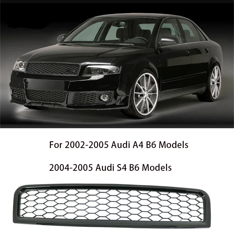 

8E0853651F For Audi A4 B6 R-Sport 2002-2005 Audi S4 B6 2004-2005 Honeycomb Mesh Front Bumper Grille Matte Black Car Accessory