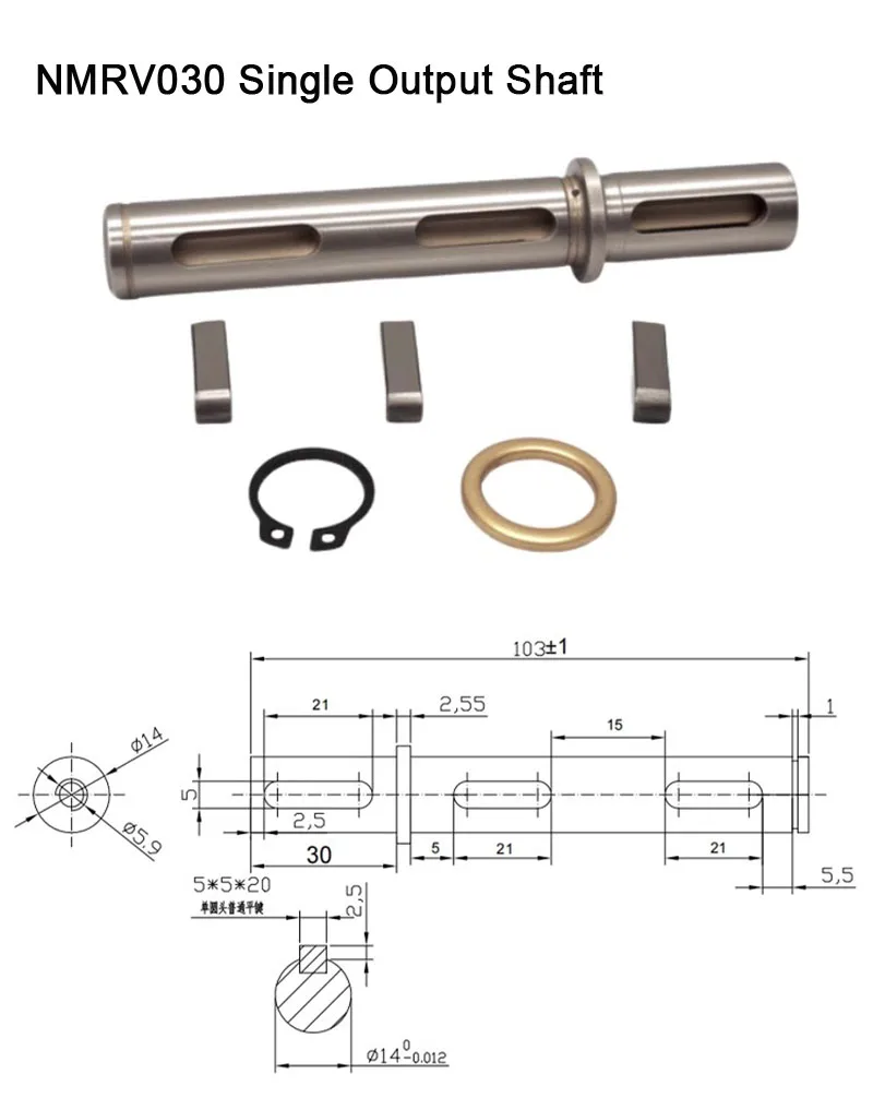 Einzel- / Doppel-Ausgangswelle für NMRV030 / NMRV040 Turbo-Schneckengetriebe Schneckengetriebe-Zubehör – Detail 3