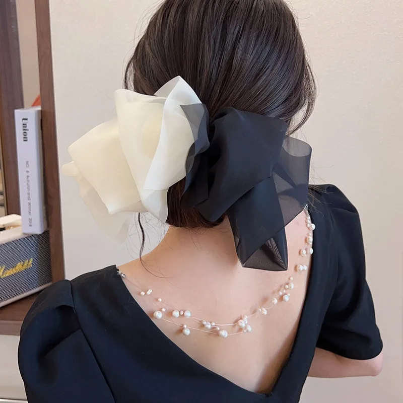 Fashion Mesh Cloud Hairpin Summer Color Block Barrette Bow For Women Girls Back Head Bow Hair Clip Headwear Hair Accessories