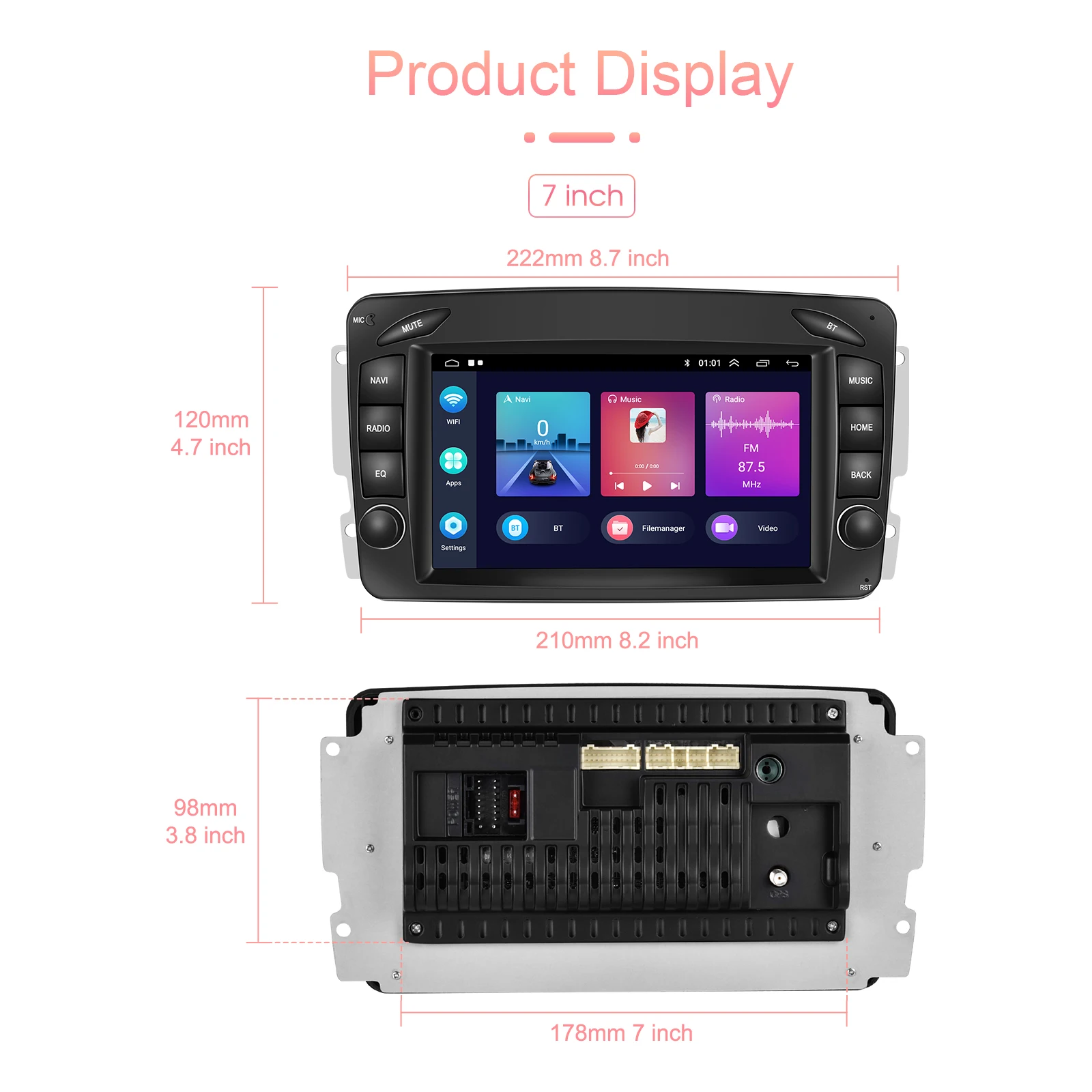 LeeKooLuu 2 Din Android 11 Car Radio GPS Wireless Carplay DPS Hifi For Mercedes-Benz W209 C-W203 A-W168 G-W463 Viano Vaneo Vito