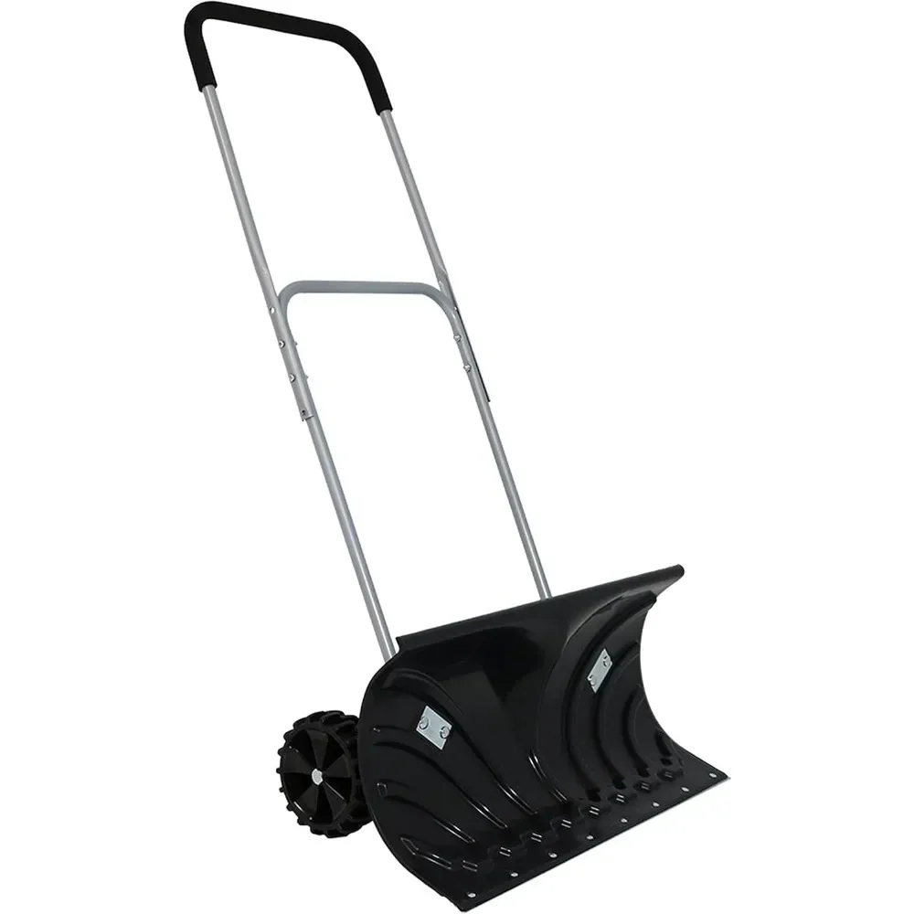 Lane Equipped Snow Shovel with Wheels, 6-inch Polypropylene Wheels and Adjustable Aluminum Handle, 26 Inch Shovel Blade