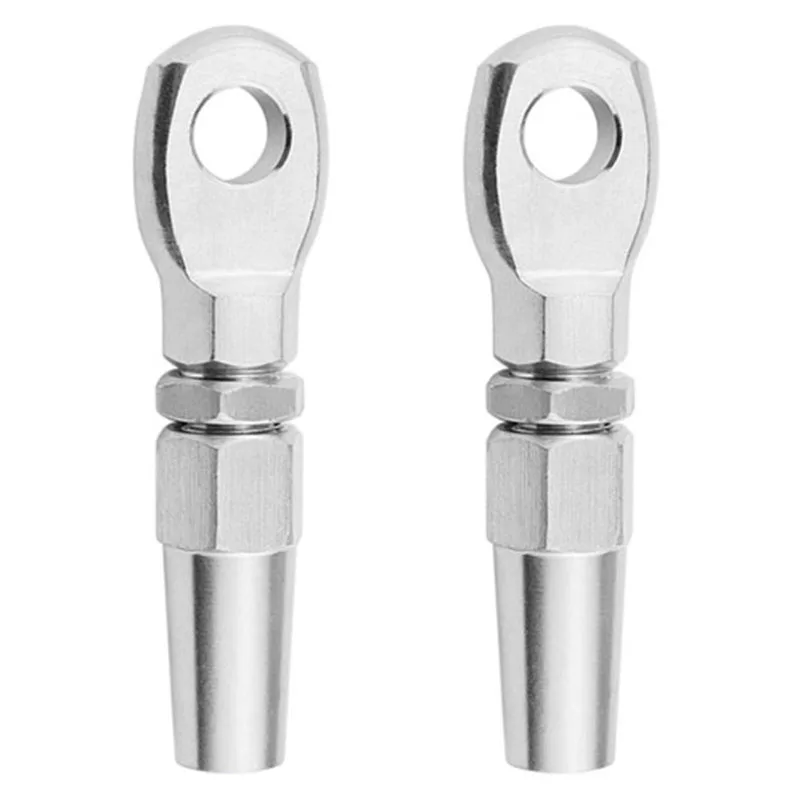 2Pcs Marine Grade 316 Stainless Steel Swageless Eye Terminal Wire Cable Rope Diy Fitting Rigging Hardware Balustrade Kit-A27I