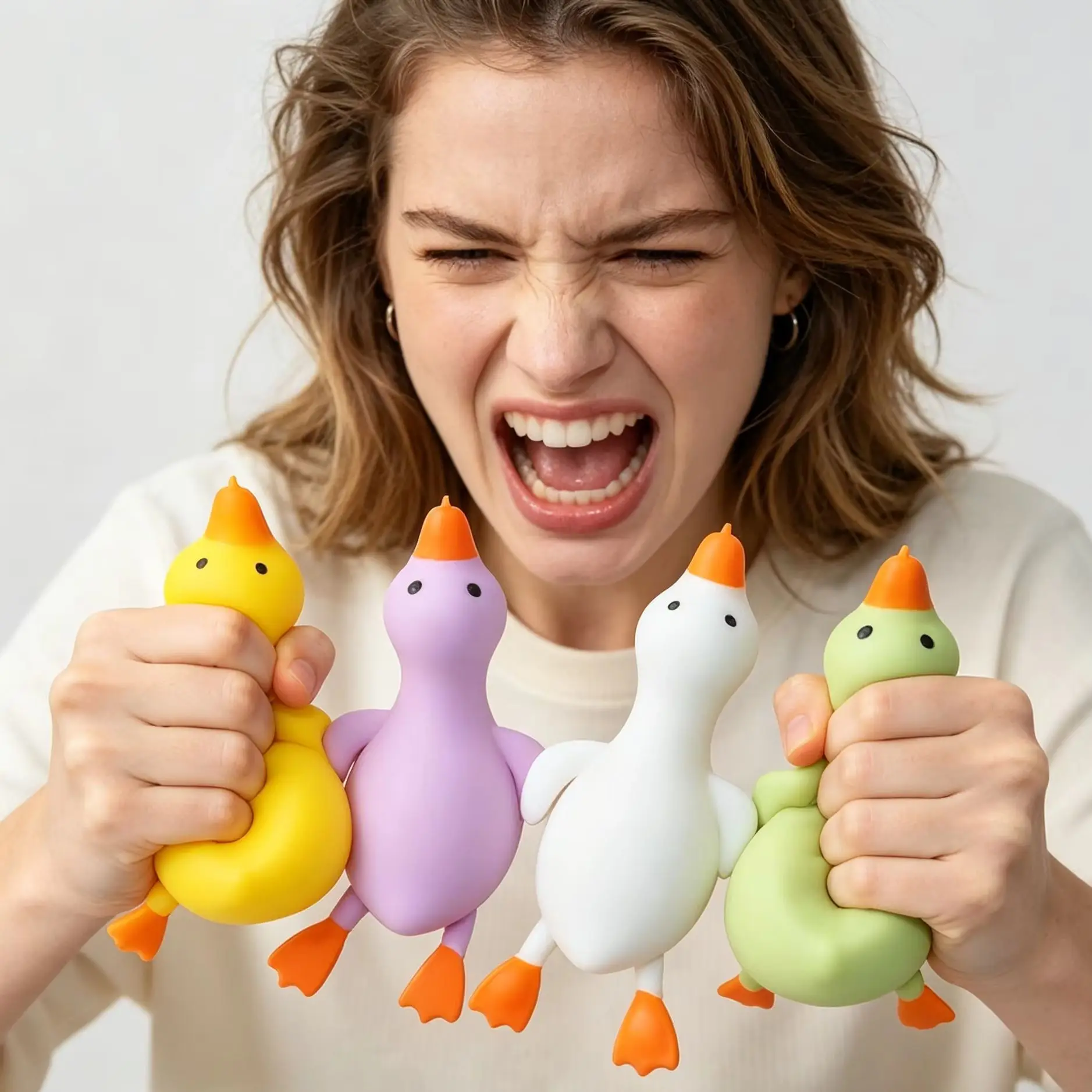 Soft Flour Filled Long Neck Duck Squeeze Toy Stress Relief Office Desktop Decompression Gadget Random Color Anxiety Release Small Gift For Workers Colleagues Teens