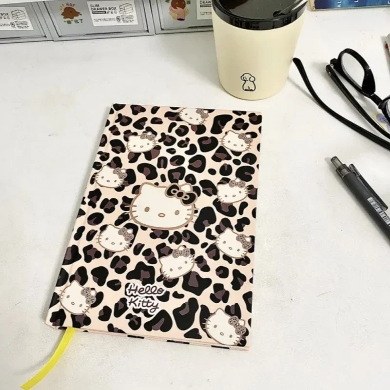 A5 Sanrio Hello Kitty Notebook Cute Cartoon KT Cat Leopard Thickening of Hard Shell Student Diary Portable Cashbook Child Gifts