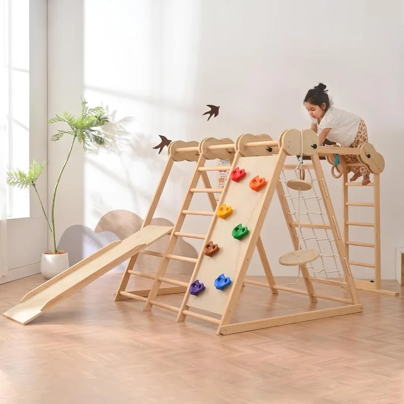 Indoor Playground Jungle Gym, Toddler Climbing Toys for Kids 1-6 Years, Indoor Toddler Gym Play Set with Slid, Climbing Wall 1