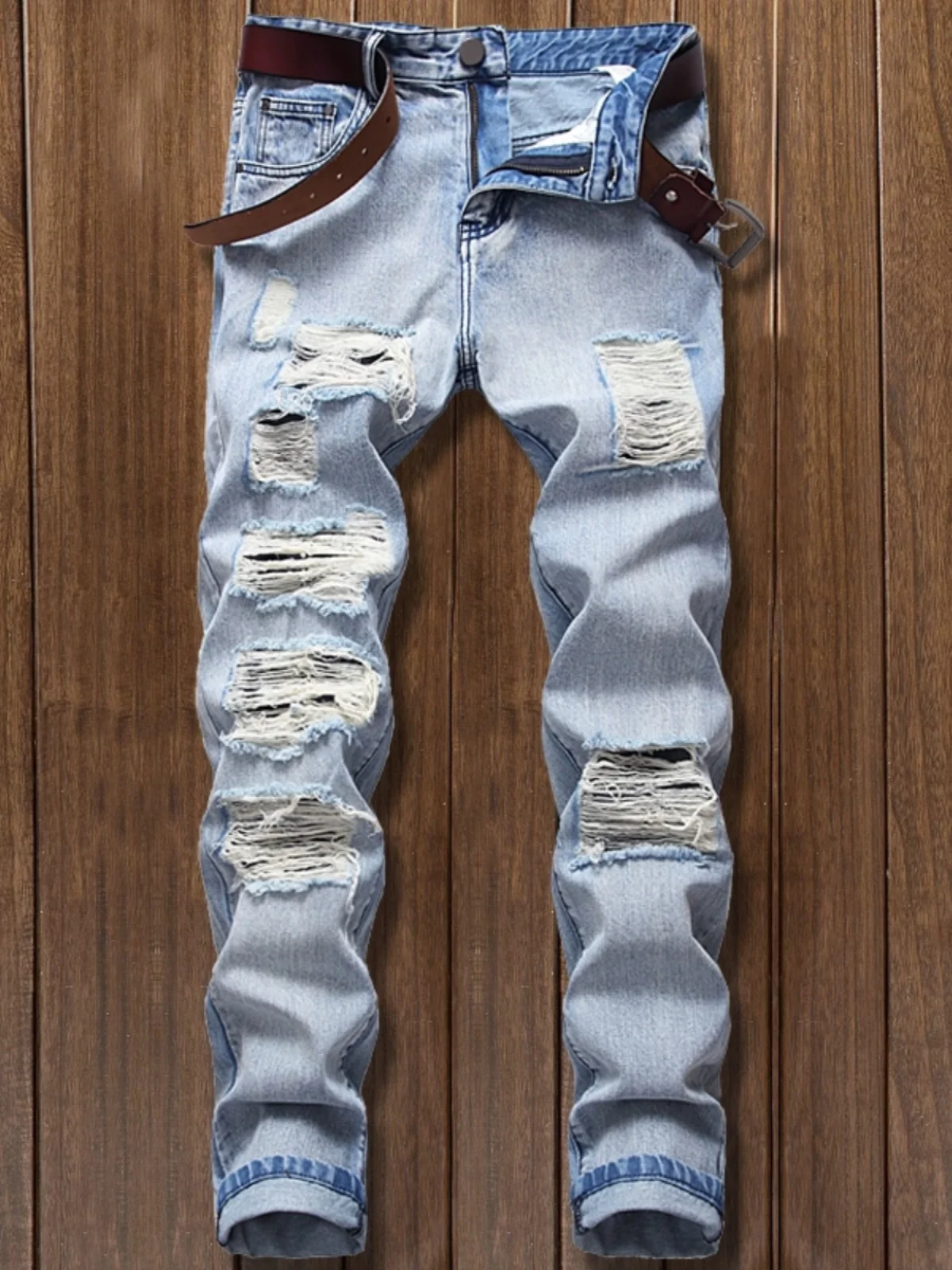 

Модные мужские свободные джинсы прямого кроя с эффектом потертости, зауженные, повседневные, длинные брюки DANT BULUN, смесовая ткань хлопок-полиэстер